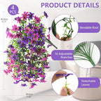 Artificial Hanging Baskets Outdoor, 4 Bundles Artificial Hanging Flowers Outdoors Spring Summer Decoration, No Fade Realistic Fake Hanging Baskets for Porch Patio Balcony Home Yard Decor