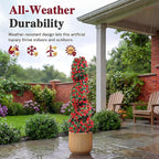 PATIO CHOICE 3ft Artificial Topiary Spiral Trees with Rose Set of 2 36" High End Outdoor Faux Plants Realistic Faux Bushes and Shrubs Decorations for Outdoor Front Porch Garden