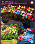 Solar Garden Lights Outdoor Waterproof 4 Pack Swaying Butterfly Light with 7- Color Changing Rose Flowers Solar Lights for Outside Garden Decor Lawn Yard Patio Path,Gifts for Women Mother's Day