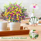 ATTGREAT Artificial Spring Flowers Outdoors UV Resistant Fake Greenery Plants Realistic Plastic Flowers Outside Faux Silk Wildflowers for Home Planter Porch Garden Decor, 6 Bundles (Multicolor)