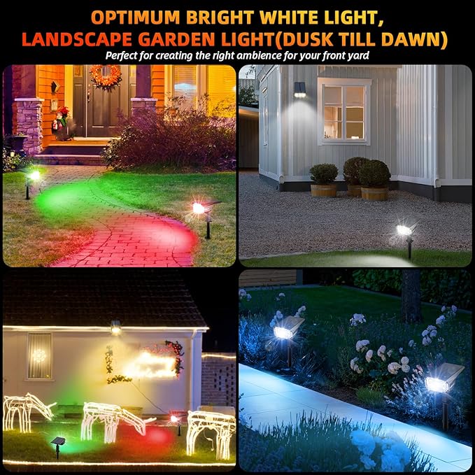 LEREKAM Solar Spotlights Outdoor, 40 LED s Color Changing RGB Waterproof Landscape Lights with 9 Light Modes, Colored Solar Spot Lights Auto On/Off, for Pathway Garden Pool Patio Yard