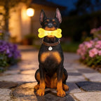 Doberman Solar Garden Statue - Outdoor Yard, Lawn, Patio Dog Decor - Unique Birthday Housewarming Gift for Dad, Mom, Men, Women