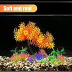 AQUANEAT Artificial Aquarium Plants, Fish Tank Orange Tree Decoration Set, Plastic Accessories, 11pcs