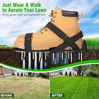 Lawn Aerator Shoes for Grass - Pre-Assembled Grass Aerator Shoes for Lawn - Soil Yard Aerator Tool for Aerating Patio Garden, Black, Large Size