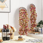 6 Pcs x 8.2 ft Flower Garland Artificial Rose Vine Flowers with Green Leaves Hanging Fake Roses Vine for Room Party Home Wedding Birthday Christmas Wall Arch Decor, Fall Purple Flower