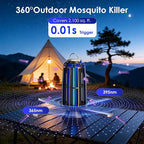 Solar Bug Zapper Outdoor – 5000mAh Battery, Energy-Saving Mosquito Killer, USB-C Rechargeable & 4-Sided Solar Panels, Waterproof Portable Fly Zapper with LED Light for Patio, Garden, Camping, Backyard