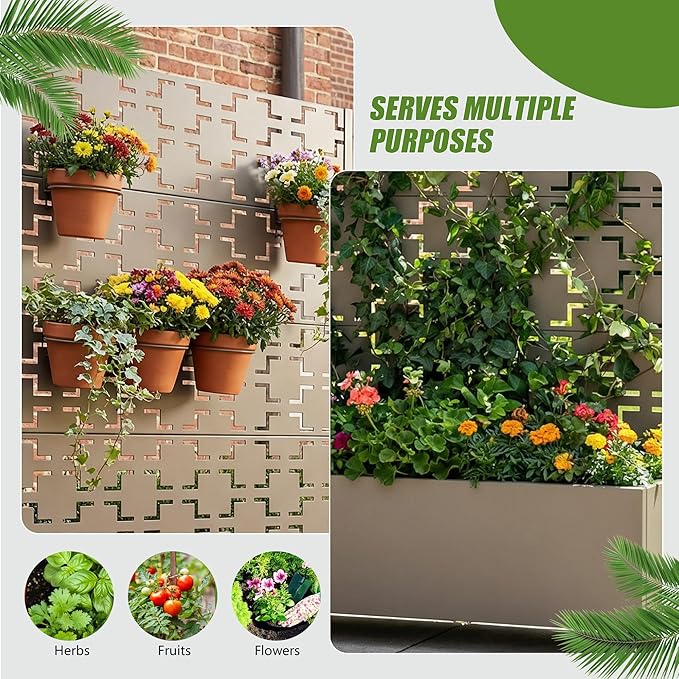Casaphoria Metal Raised Garden Bed with Trellis and Wheels, 72"x47"x16" Arched Planter Box for Climbing Plants, Vegetables & Vines, Features Drainage Holes and Privacy Screen, Grey-Square
