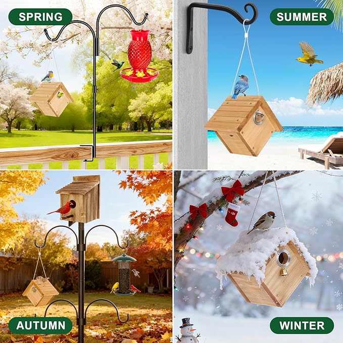 Wren Bird House for Outside, Hanging Wood Nesting Box for House Wrens & Carolina Wrens, 1-1/8" Entrance Hole, Air Vents & Clean-Out Door, Weather-Resistant Birdhouse for Backyard Bird Watching 1 Pack