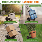 Adjustable Plant Caddy with Wheels, Heavy Duty Plant Dolly Cart w/Grab Arm and Strap Dual Protection, Garden Potted Plant Mover Dolly for Planter Flower Pots Indoor Outdoor, Supports 175lbs, Black