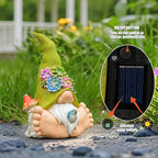 Joint Honglin Solar Turtle Garden Statue with Bunny and LED Succulent Flowers – Outdoor Lawn Decor with Lights, Cute Animal Yard Ornament for Patio, Pathway, or Garden Gift (Gnome)