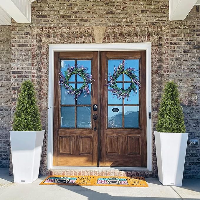 3ft Artificial Boxwood Topiary Trees (Set of 2) - UV Resistant Faux Plants Outdoor, Realistic 36" Fake Cone Bushes and Shrubs for Front Porch, Planter, Patio, Evergreen