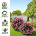 Lunmon 2 Pack 24" Artificial Topiary Ball Plants Trees with Flowers, Outdoor Fake Topiary Plants with Ground Spike, UV Resistant Faux Bushes for Indoor Outdoor Front Door Decor(Rose Pink,Lavender)