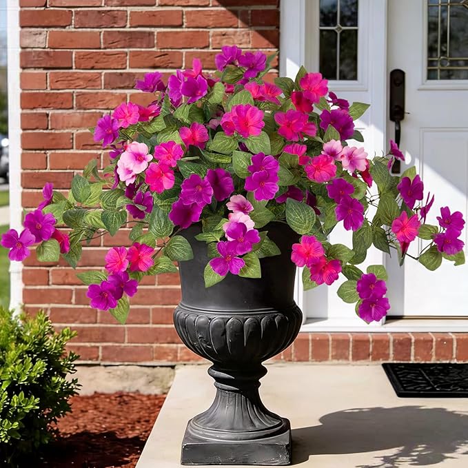 INXUGAO Artificial Fake Flowers for Outdoors Spring Decoration 2 Bundles Faux Flowers Plants for Outdoor Planters UV Resistant Silk Realistic Flowers for Outside Home Garden Front Porch Patio Décor
