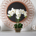 Nearly Natural 4570 Triple Phalaenopsis Orchid in Glass Vase,Green/White
