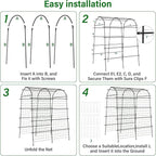 Garden Arch Trellis for Climbing Plants, Adjustable Tunnel Trellis 7.4FT Tall & 5.7 FT Depth, Metal Plant Support Garden Trellis Arch for Outdoor Climbing Vine,Vegetable, Fruit, Flower