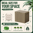Devoko 29 Gallon Waterproof Outdoor Storage Box Resin Deck Box Lockable and UV Resistant for Patio Furniture, Garden Tools (Light Brown, 29 Gallon)