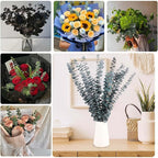16 Pcs Dried Eucalyptus Stems, 17'' Natural Fresh Eucalyptus Leaves Branches Hanging for Shower, Preserved Real Blue Plant Live for Home SPA Wall Bathroom Wedding Party Vase Decor