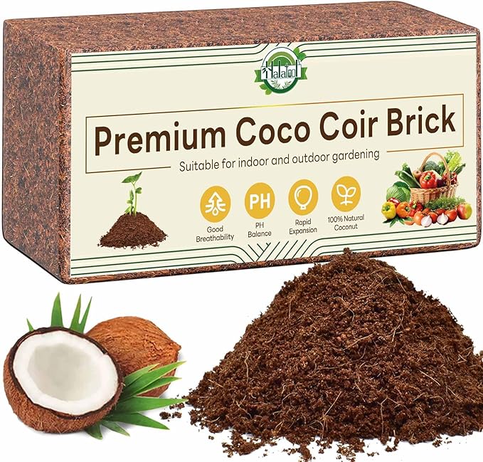 Halatool Organic Coco Coir Brick, 1 Pack Compressed Coco Coir for Plants, Coconut Fiber Substrate with Low EC & pH Balance, High Expansion Coco Peat Seed Starter Soil for Planting Gardening
