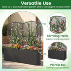 Giantex Raised Garden Bed with Trellis, 58'' Tall PE Rattan Planter Box w/Liner & Drainage, Metal Frame Privacy Screen for Vertical Climbing Plants, Vegetables & Flowers, Patio Balcony Gardening