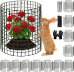 Hacaroa 12 Pack Wire Plant Protectors from Animals, 14"x13.5" Mesh Plant Protection Cage Chicken Wire Cloche, 36 Pcs Pre-Bent Panels, 40 Ground Stakes, 120 Nylon Ties, for Flowers, Shrubs, Dark Green
