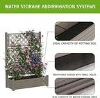 Elevated Raised Garden Bed with Trellis,Resin Planter Boxes Outdoor for Backyard Balcony,Large Patio Planter Box for Herbs Flowers Vegetables(Grey)