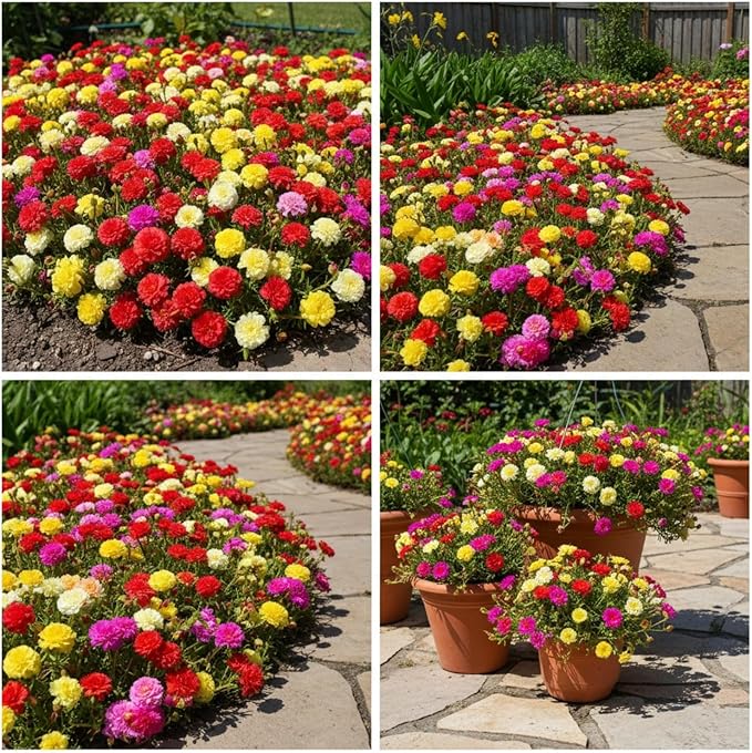 50,000 Moss Rose Seeds, Portulaca Grandiflora for Planting, Trailing Annual for Full Sun Garden Beds, Borders, Pots, Hanging Planters and Ground Cover
