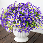 Daynight 32 Pcs Faux Petunias Artificial Flowers for Outdoors, UV Resistant Fake Purple Petunias Plants Realistic Silk Flowers for Porch Front Door Garden Window Outside Decor (32, Purple)