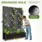 Casaphoria Metal Raised Garden Bed with Trellis and Wheels, 72"x47"x16" Planter Box for Climbing Plants, Vegetables & Vines, Features Drainage Holes and Privacy Screen (Black-Louvered)