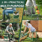 Garden Kneelers Seat, Stable and Save Anti-Tipping Design 10.2" Wider Garden Kneeler and Seat with Handle, Heavy Duty Gardening Stool for Seniors, Gardening Weeding Bench for Gardeners Parents - Green