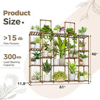 Bamworld Large Plant Shelf Plant Stand Indoor 62.2" Tall Outdoor Plant Holder Wood for Multiple Plants Hanging Plant Rack for Living Room Garden Balcony