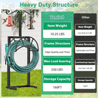 TomCare Garden Hose Holder 4 Spikes Garden Hose Reel Hose Stand Upgraded Water Hose Storage with Tool Hooks Garden Hose Hanger Organizer Holds 160ft Hoses for Outside Yard Lawn, Black