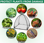 DECOHS 2 Pcs Pop-Up Mesh Plant Cover Tent, 30 x 28 x 28 Inch Garden Net Cage Guard Cover, Plant Protector Enclosure with 12 Ground Stakes for Protecting Plants Vegetable Fruit from Birds Insects