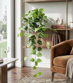 Fake Plants 2 Pcs Faux Pothos Plants Potted Indoor Artificial Hanging Plants Realistic Fake Greenery Table Desk Bathroom Office Bedroom Living Room Shelf Modern Farmhouse Decor Outdoor