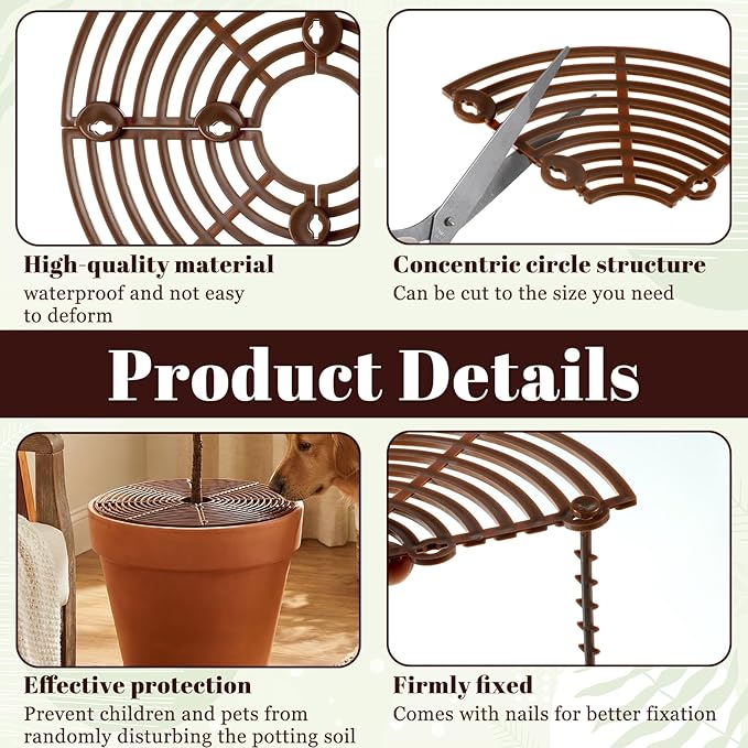 Xthrotsenk 2 PCS Plant Pot Cover Plant Cover for Cats 7.5/11.8 Inch Indoor Plants Pot Grid from Animals Flower Covers Soil for Keep Dog and Cat Out