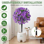 Alupssuc 2Pcs 20" Artificial Topiary Ball Flowers for Outdoors, Spring Decoration with Spike, UV Resistant Faux Summer Plants, Fake Bushes Indoor Decor, Purple Deep Purple for Garden, Porch & Patio