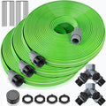 Heavy Duty Sprinkler Soaker Hose 75 FT, Flat Garden Hose with Holes, Efficient Flexible Irrigation Hose for Yard, Lawn and Garden, Includes Stakes (25FT x 3Pack)