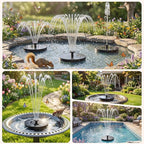 AMZtime 1.4W Solar Bird Bath Fountain with 4 Fixed Rods, Solar Fountain Pump with Upgraded Solar Panels, Solar Powered Floating Water Fountain Pump for Bird Bath, Ponds, Garden, Fish Tank and Outdoor