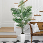 Palm Tree 6FT Artificial, 72in Tall Faux Palm Tree with 15.7 White Planter, Fake Potted Tree for Indoor & Outdoor Home Office Decor