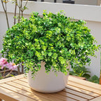 HyeFlora Artificial Plants for Outdoors Outside Spring Summer Decoration, 12 Bundles Faux Eucalyptus Leaves Stems Bulk Fake Greenery Branches Look Real UV Resistant for Home Porch Patio Planter Yard