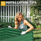 DWVO 2pcs 8 x 4 x 2 FT Raised Garden Bed Kit, Outdoor Galvanized Flower Bed with Safety Rubber and Gloves, Large Metal Planter Box for Vegetables, Flowers, Herbs, Fruits, Green
