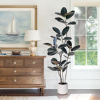Yepdin Artificial Rubber Tree - 6 FT Tall Fake Tree with Pot - Large Artificial Plants Indoor, Lifelike Branches & Foliage - Faux Plants Indoor for Home Office Living Room Floor Patio Greening