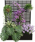 Metal Raised Garden Bed with Trellis & Privacy Screen, 70.1"x45"x15" Galvanized Metal Planter Box with Drainage Holes for Patio Balcony Outdoor Climbing Plants Flowers Vegetable, Black