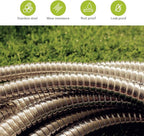 50FT Metal Garden Hose - Stainless Steel, Heavy Duty, Flexible & Lightweight, Never Kink and Tangle, with 10-Function Nozzle, Pressure Resistant for Outdoor Use (Yellow)