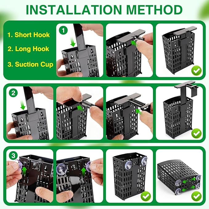 2026 Latest Upgraded Aquarium Plant Holder Adjustable Height with Extendable Hook and Suction Cup for Fish Tank Aquaponic Plant Cultivation and Aquascape Accessories Decorations (4 Pack)
