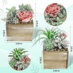 Der Rose 2 Pack Fake Plants Succulents Plants Artificial Cactus Plants in Wood Pots with Pink Flowers for Farmhouse Bathroom Decor