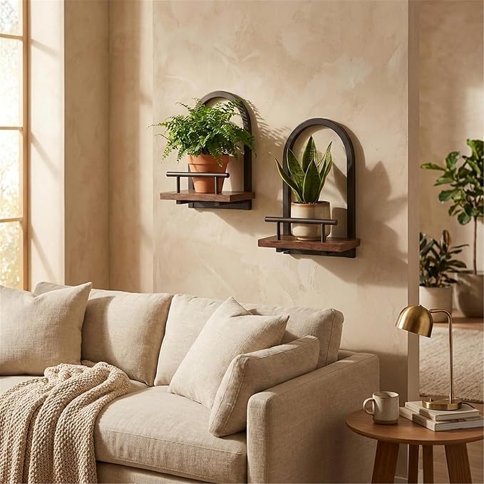 Amaoot Floating Shelves Set for 3, Wall Planters for Indoor Plants, Hanging Shelves Wall Shelf Plant Holder for Living Room Decor, Bathroom, Bedroom, Kitchen, Office