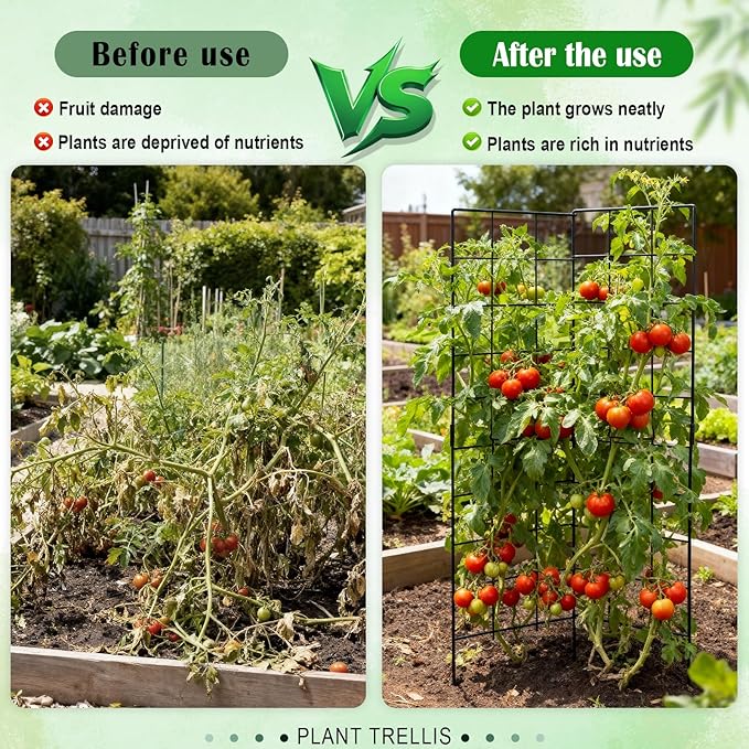 59" H x 31" L Foldable Cucumber Trellis for Climbing Plants,Two Panel Frame Garden Trellis,Raised Bed Vegetables Trellis for Bean,Peas,Grape,Cucumber,Fruit,Flower