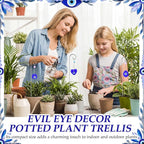 6 Pack Plant Trellis for Potted Plants with Evil Eye Glass Suncatcher 11.81 inch Metal Plant Stake for Indoor Outdoor Garden Suncatchers Decorations