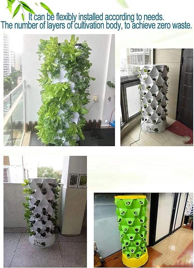 FLTRGO Hydroponics Tower, Garden Tower Aeroponics Growing Kit Aquaponics Grow System for Herbs, Fruits and Vegetables with Hydrating Pump, Timer, Adapter, Seeding Bed Net Pots
