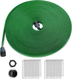 75ft Sprinkler Soaker Hose - Kink-free, Save Water, Flexible - Heavy Duty Three Tube Flat Watering Hose for Garden Yard Lawn Irrigation, With 25 Stakes
